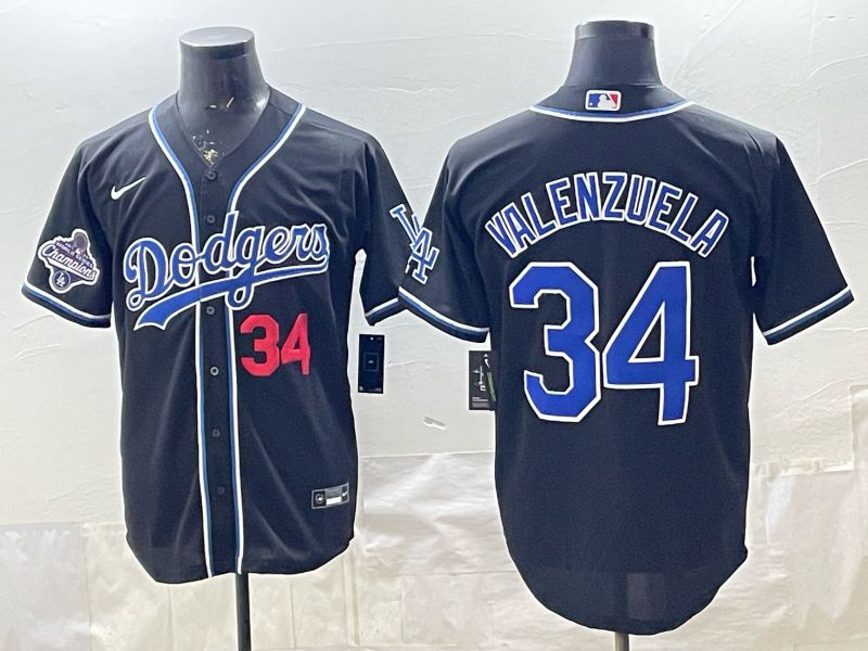 2026 Men Nike Los Angeles Dodgers #34 Valenzuela Black Game MLB Jersey 0011->->MLB Jersey